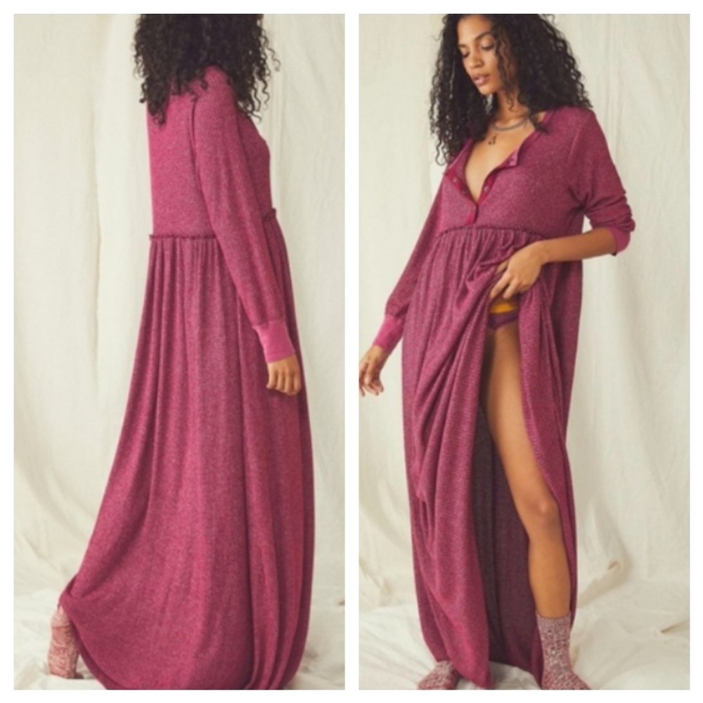 Free People Bohemian Thermal Knit Maxi Dress